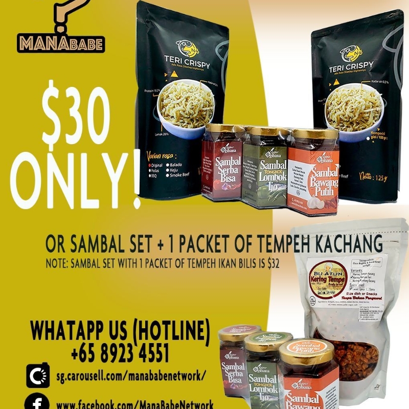3some Sambal + 2 Teri or +1 Tempeh Kacang