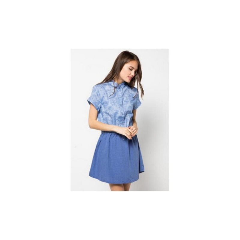 POINT ONE - POMELO Mini Dress With Denim Print - Biru