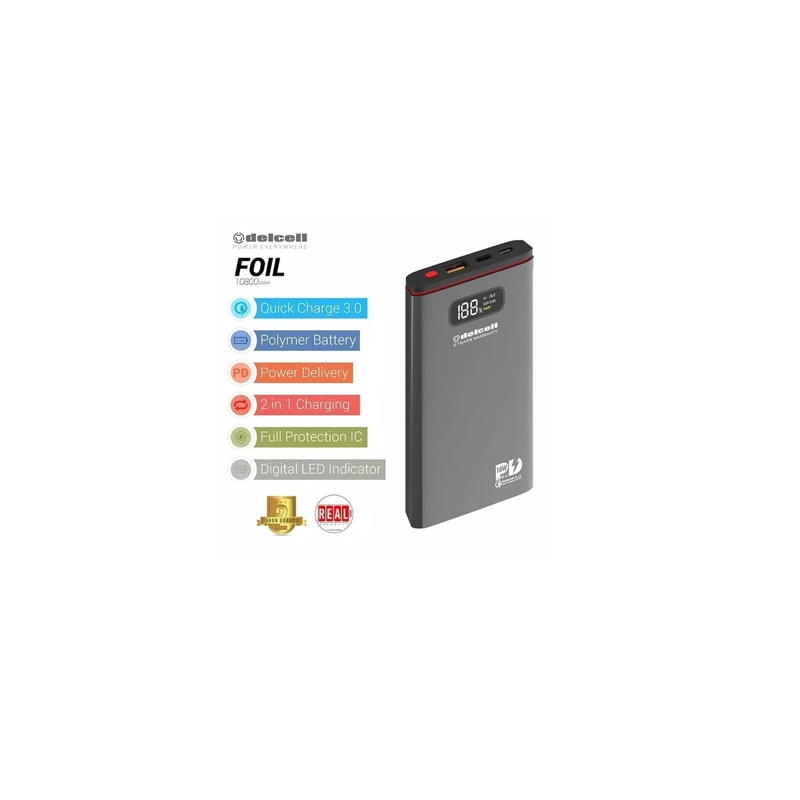 Delcell Foil Power Bank 10800mAh