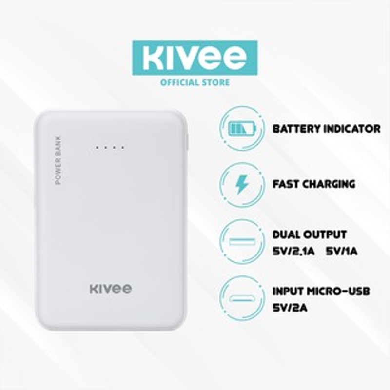 Kivee KV- PT609 Power bank 5000mah 5V/2.1A output fast charge Free Masker