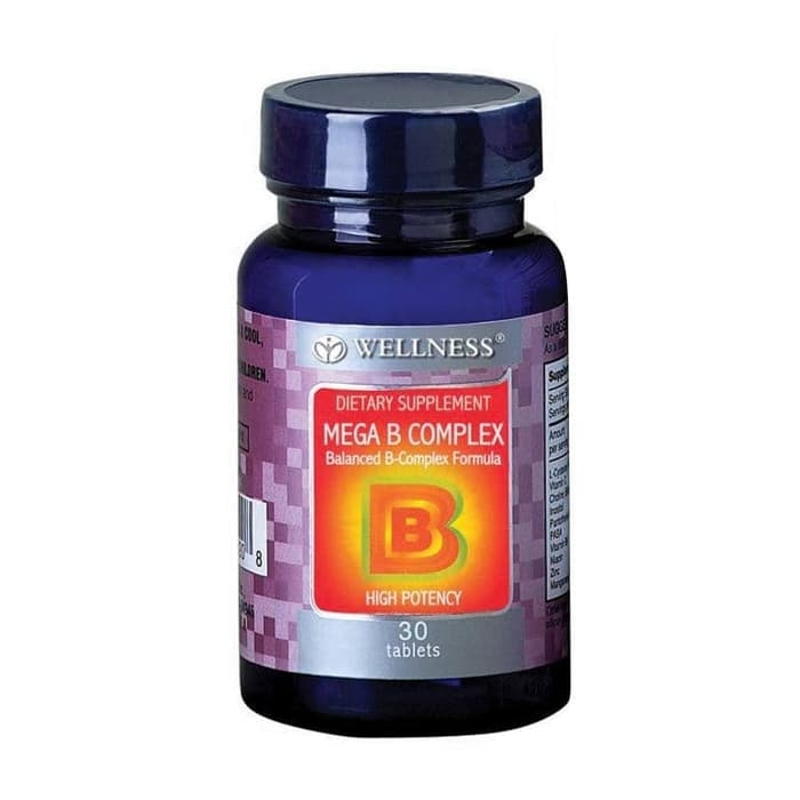 Wellness Mega B Complex - 30 Tabs - Memenuhi Vitamin B Complex - Suplemen Anti Stress