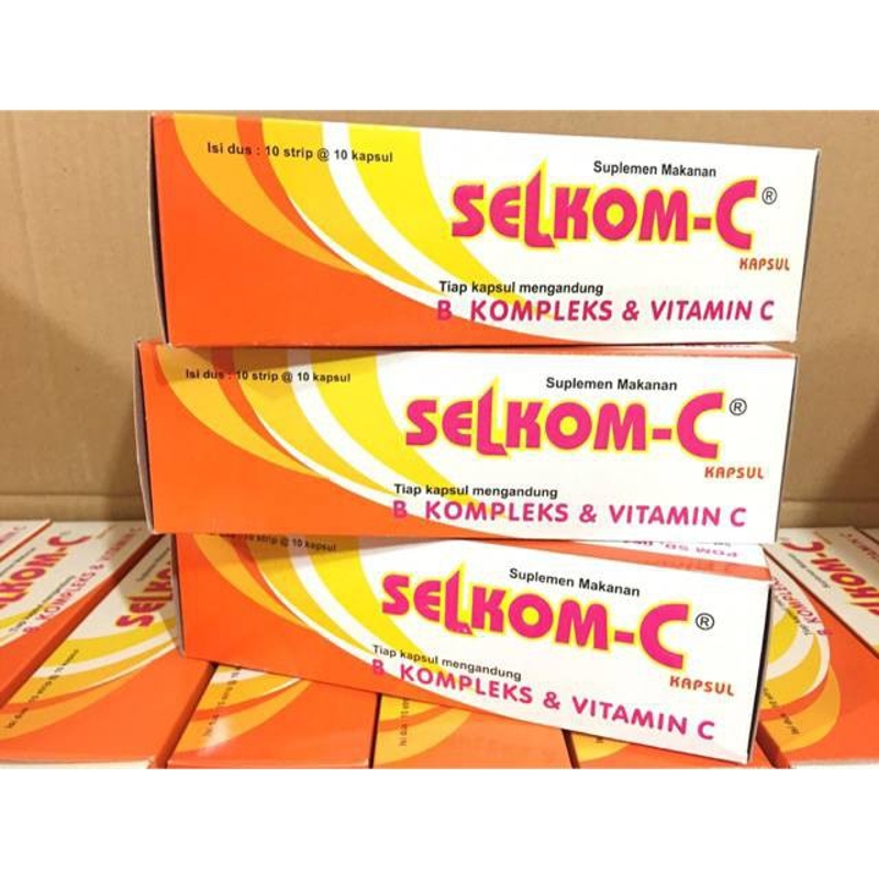 1 Strip isi 10 Kapsul SELKOM C Multivitamin Suplemen Vitamin C 500mg dan Vit B Kompleks