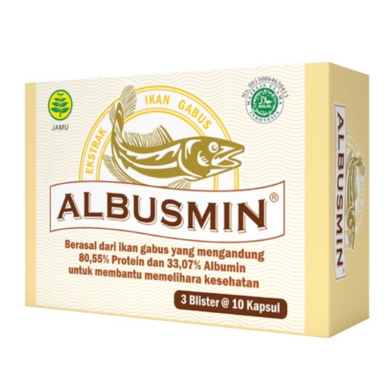 Albusmin 1 Box isi 3 Blister @ 10 Kapsul - Supplemen Kesehatan Ekstrak Ikan Gabus