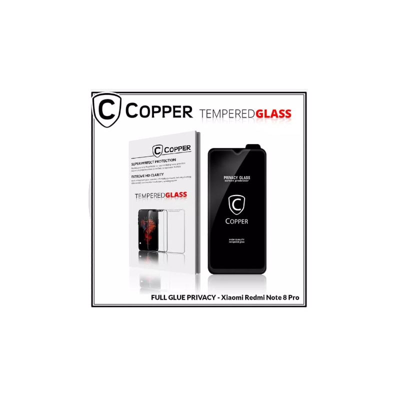 Redmi Note 8 Pro - COPPER Tempered Glass PRIVACY ANTI SPY